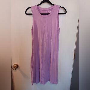 Basic Sleeveless T-Shirt Dress A Line Pockets Womens M Time&Tru Lilac Stretchy